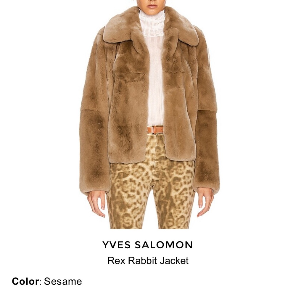 NWOT Yves Salomon Brown Rabbit Fur Jacket
